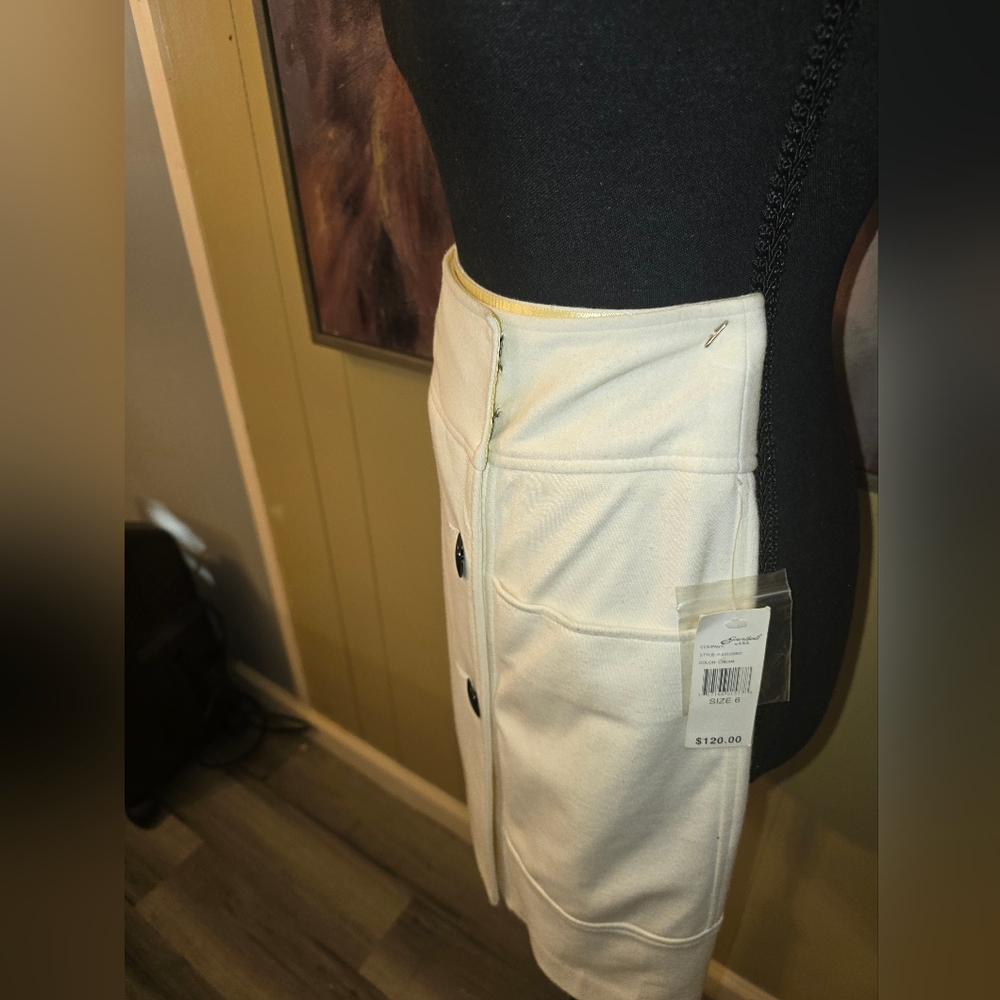 Cream Button-Front Skirt
